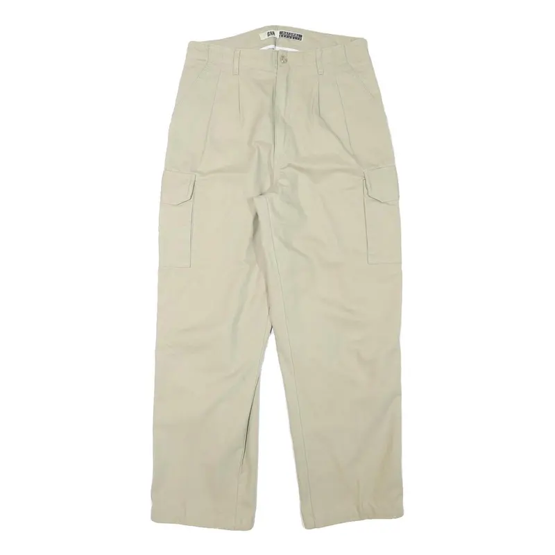 Natural Republic Mens Relaxed Beige Cargo Trousers W29 L28 Cotton Blend Zip 1