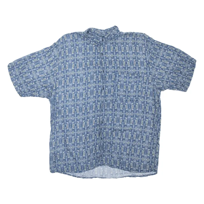 Nature Issue Mens Shirt Blue Crazy Pattern L 1