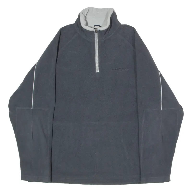 Nautica 1/4 Zip Mens Fleece Jacket Grey L 1