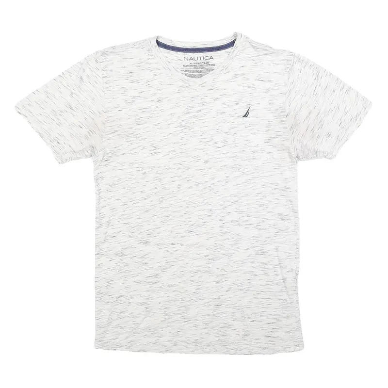 Nautica Boys White Heathered Cotton V-Neck T-Shirt Xl Casual Summer Wear 1