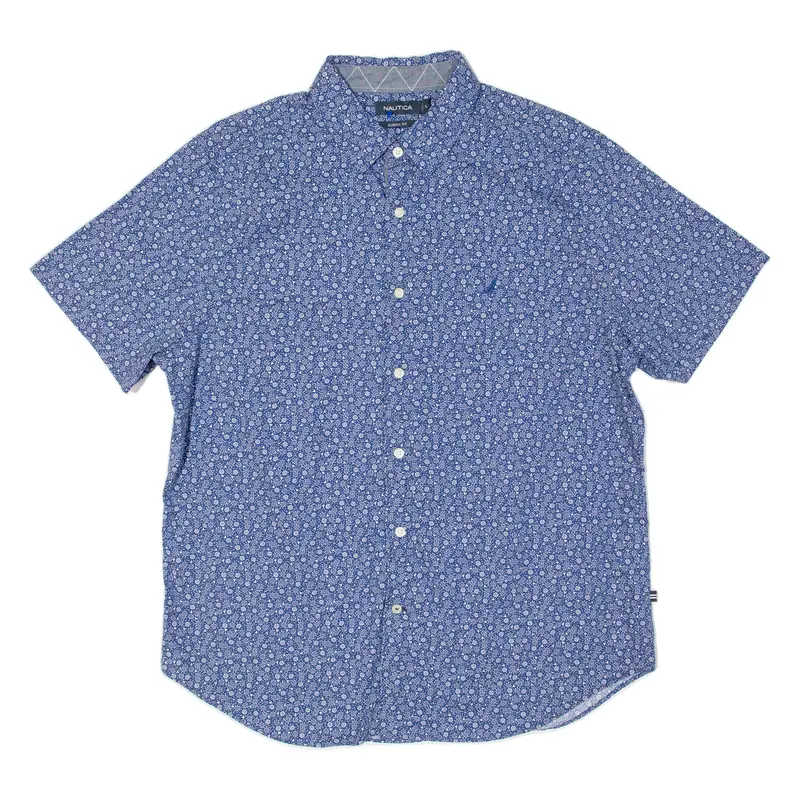 Nautica Classic Fit Mens Shirt Blue Floral L 1