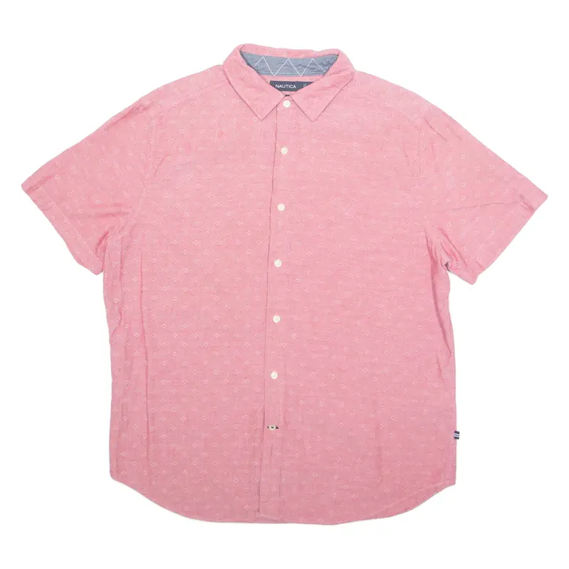Nautica Classic Fit Mens Shirt Pink Crazy Pattern L 1