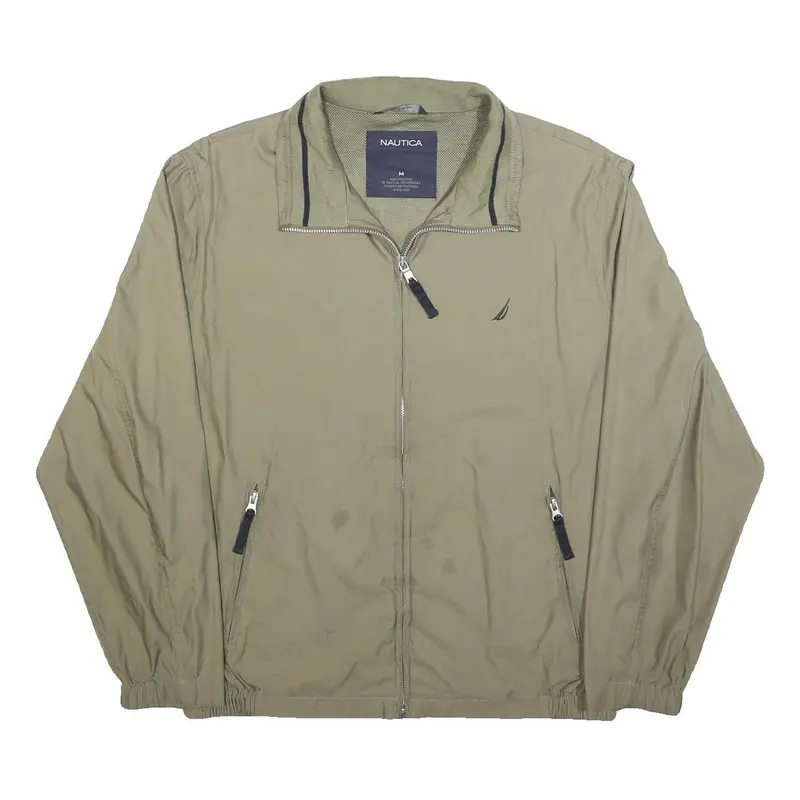 Nautica Mens Beige Zip Jacket M Polyester Plain Lightweight Casual 1