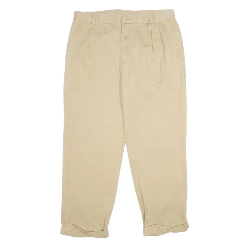 Nautica Mens Cotton Beige Classic Straight Trousers W36 L30 Casual Comfortable 1