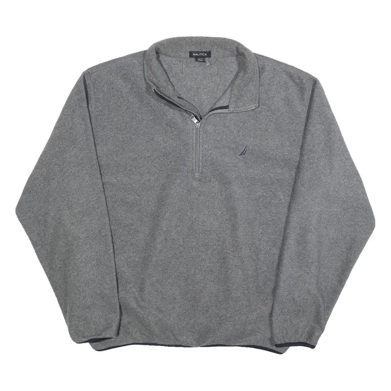 Nautica Mens Grey Plain Pullover Jumper Crew Neck Regular L Polyester Casual 1
