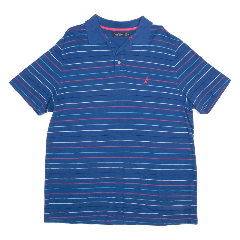 Nautica Mens Polo Shirt Blue Striped Xl 1