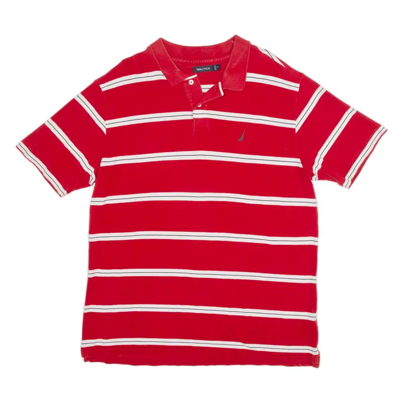 Nautica Mens Polo Shirt Red Striped Xl 1