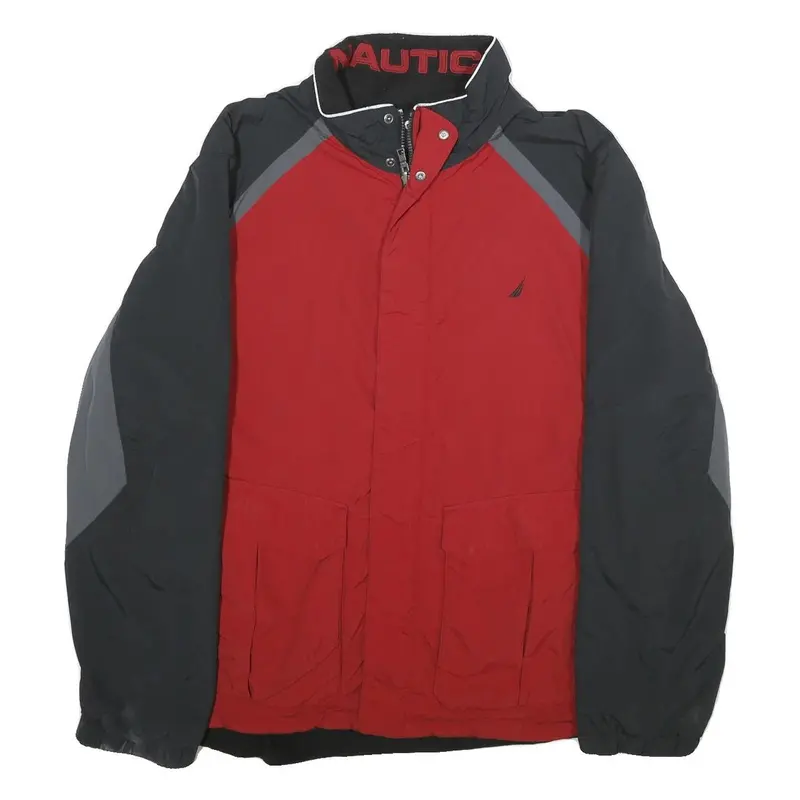 Nautica Mens Red & Grey Reversible Nylon Zip Jacket L Casual Outerwear 1