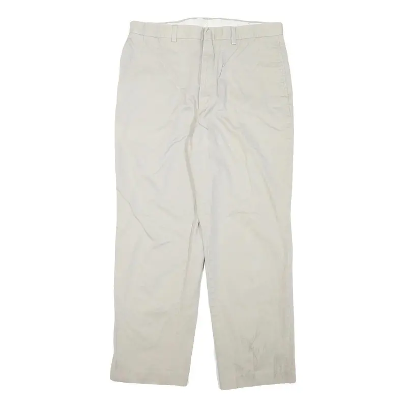 Nautica Mens Relaxed Cotton Blend Beige Trousers W34 L29 Zip Closure Casual 1