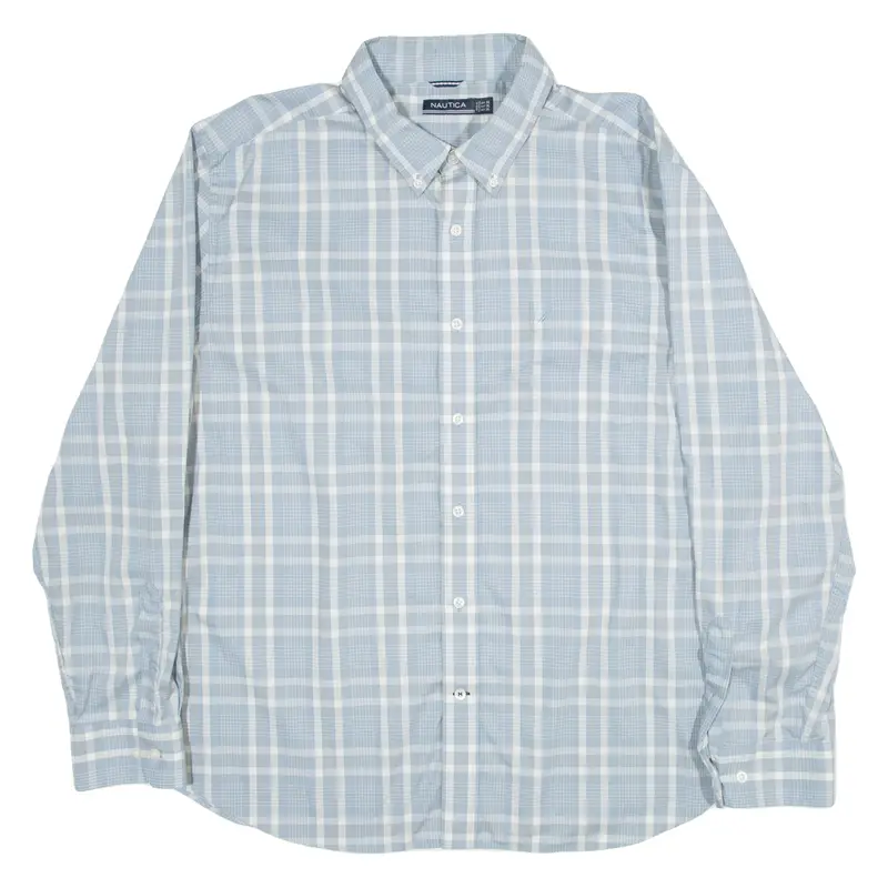 Nautica Mens Shirt Blue Check Long Sleeve 2Xl 1