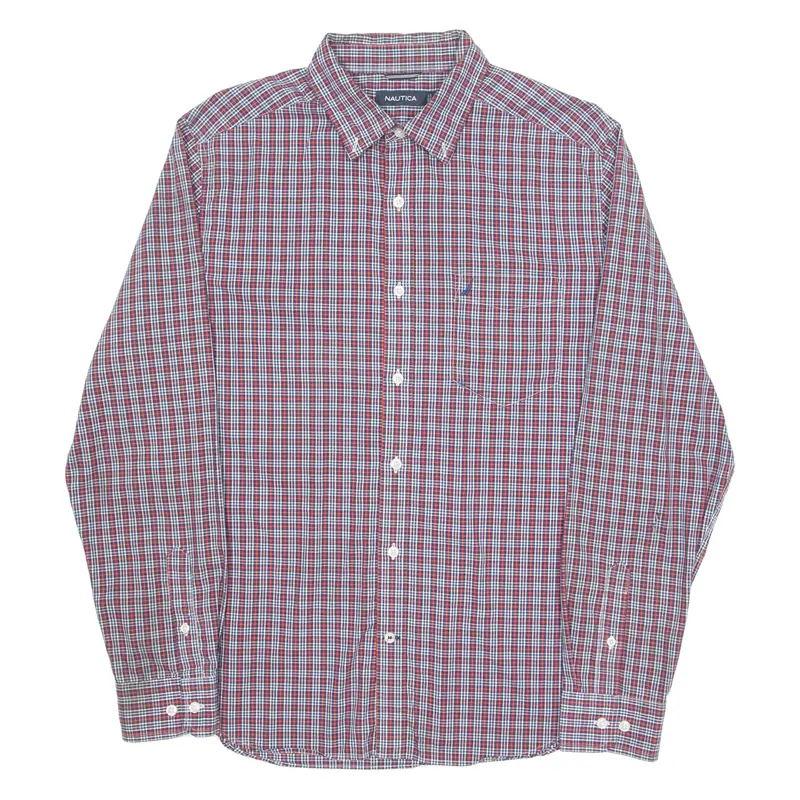 Nautica Mens Shirt Blue Check Long Sleeve L 1