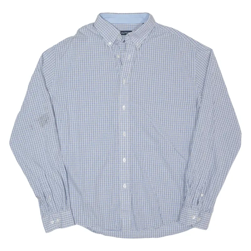 Nautica Mens Shirt Blue Gingham Long Sleeve Xl 1