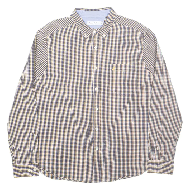 Nautica Mens Shirt Blue Gingham Long Sleeve Xl 1