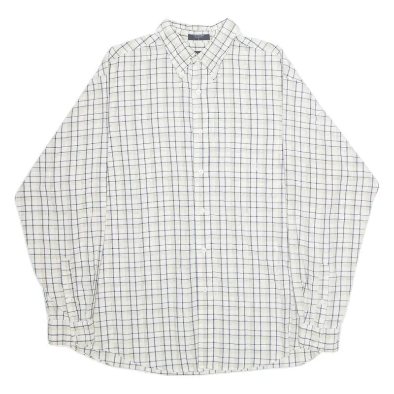 Nautica Mens Shirt Cream Check Long Sleeve L 1