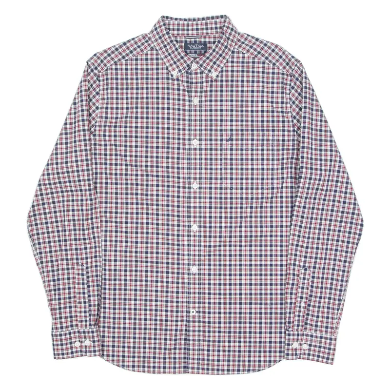 Nautica Mens Shirt Red Check Long Sleeve L 1