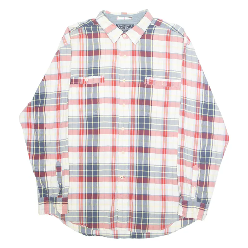 Nautica Mens Shirt White Check Long Sleeve Xl 1