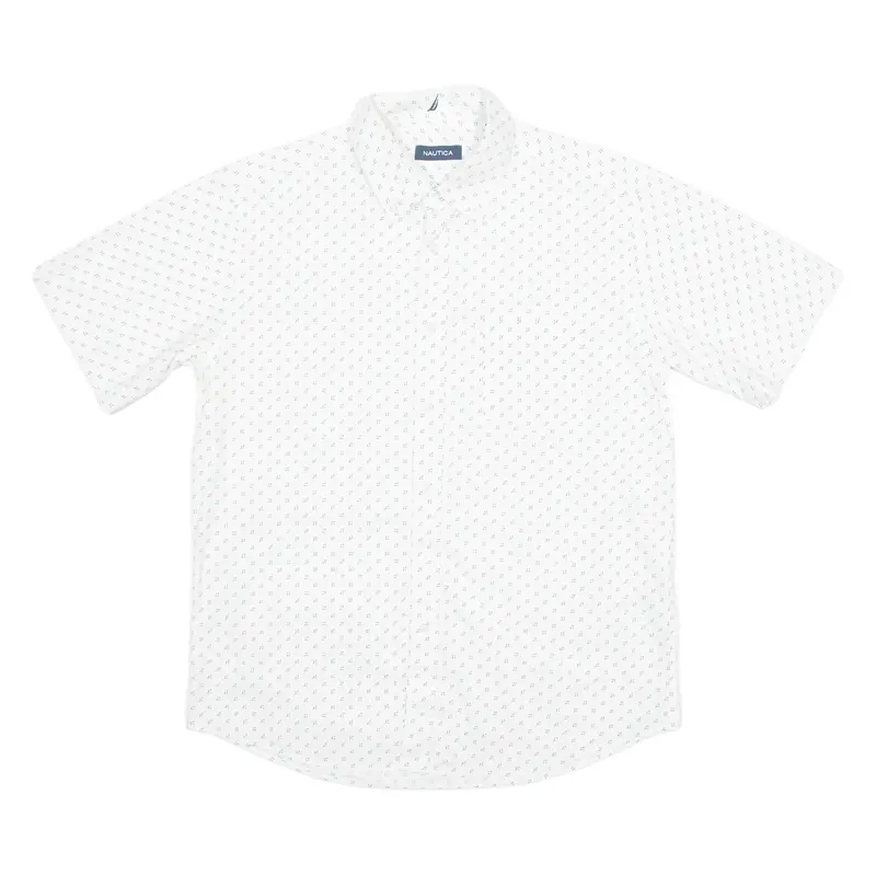 Nautica Mens Shirt White Crazy Pattern M 1