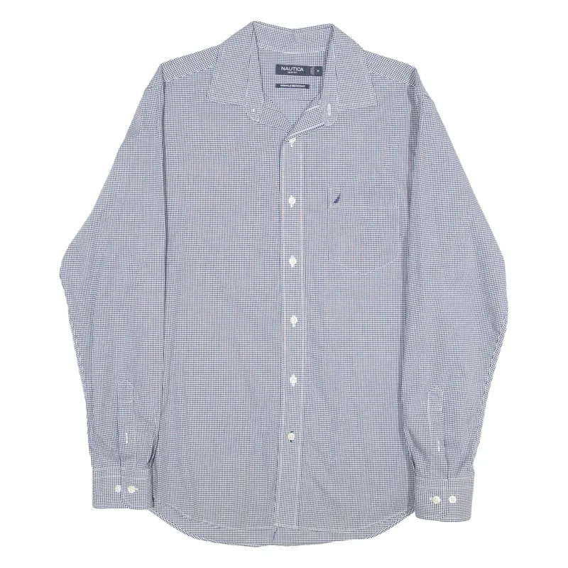 Nautica Slim Fit Mens Shirt Blue Check Long Sleeve M 1