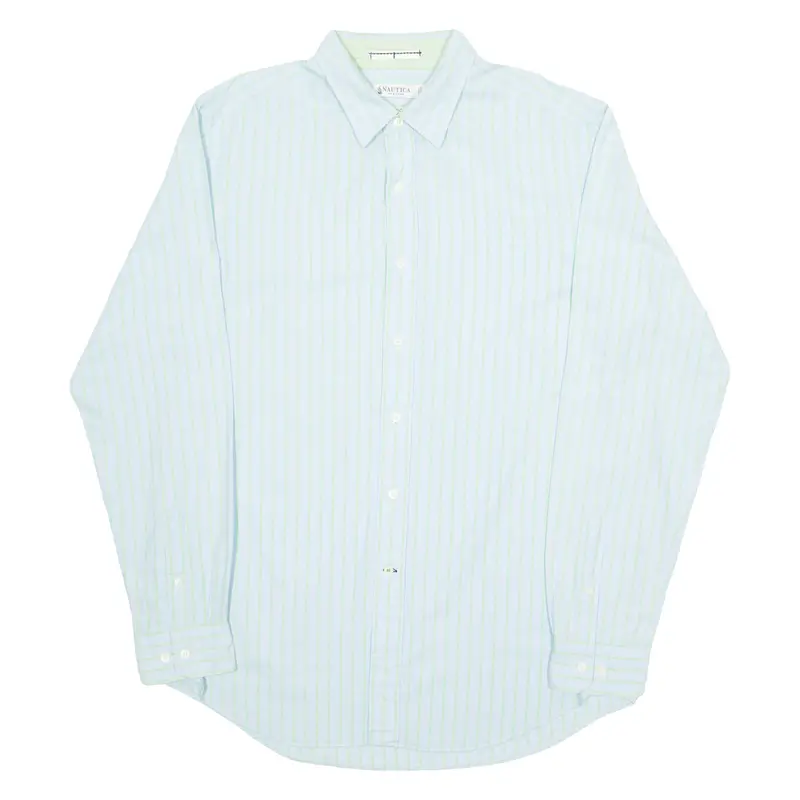 Nautica Slim Fit Mens Shirt Blue Striped Long Sleeve L 1