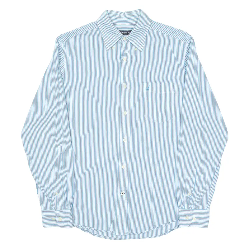 Nautica Slim Fit Mens Shirt Blue Striped Long Sleeve M 1