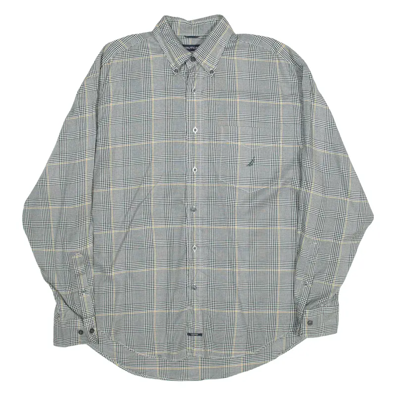 Nautica Traveller Twill Mens Shirt Black Check Long Sleeve L 1