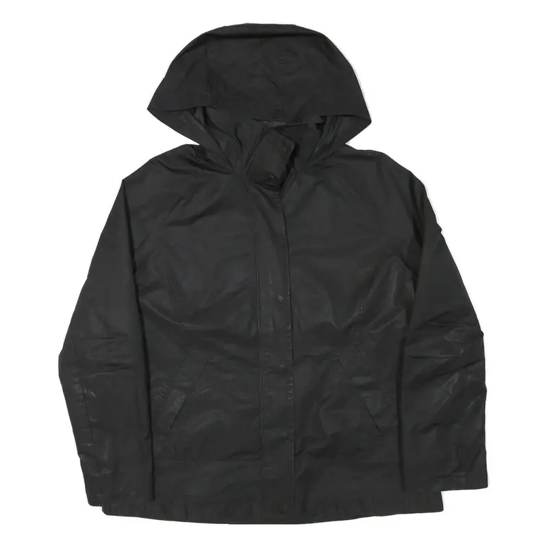 Nautica Womens Black Outdoor Jacket 2Xl Polyester Blend Plain Zip Hooded Casual 1
