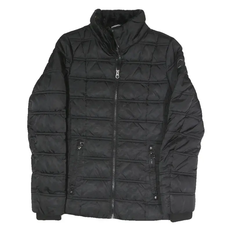 Nautica Womens Black Polyester Blend Quilted Jacket Xs Zip Puffer Warm 1