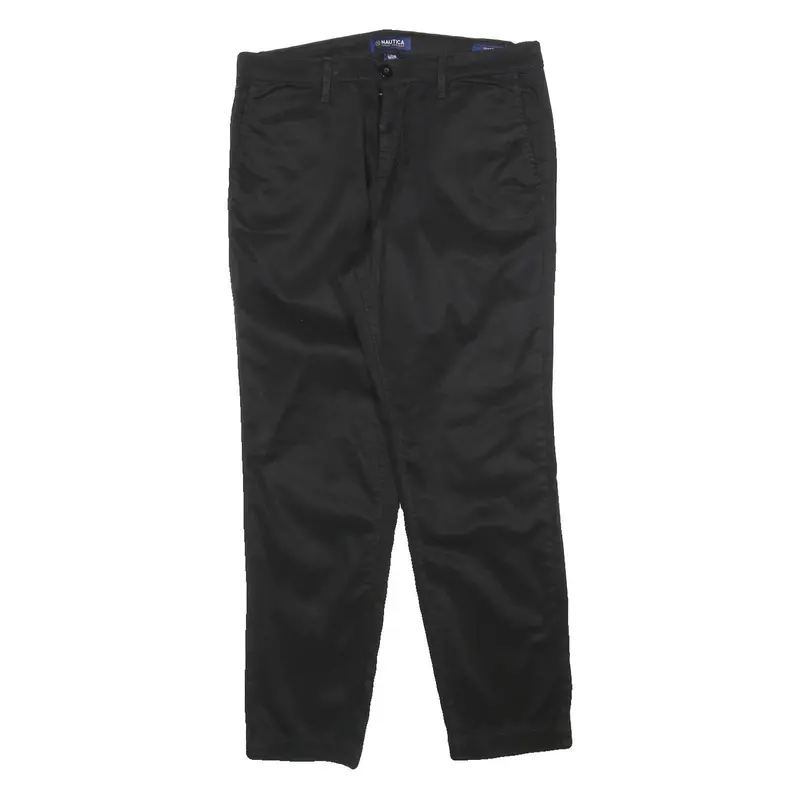Nautica Womens Black Slim Fit Slim Leg Trousers W31 L26 Polyester Blend Zip 1