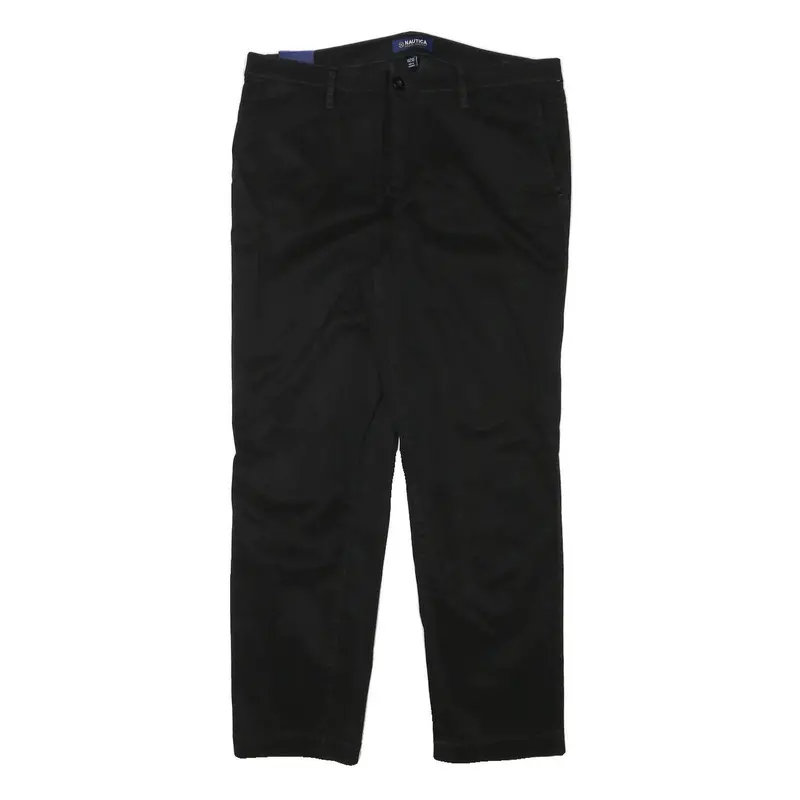 Nautica Womens Cotton Blend Black Slim Trousers W33 L27 Zip Fastening Classic 1
