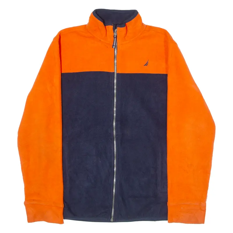 Nautica Womens Fleece Jacket Orange Colourblock Xl 1