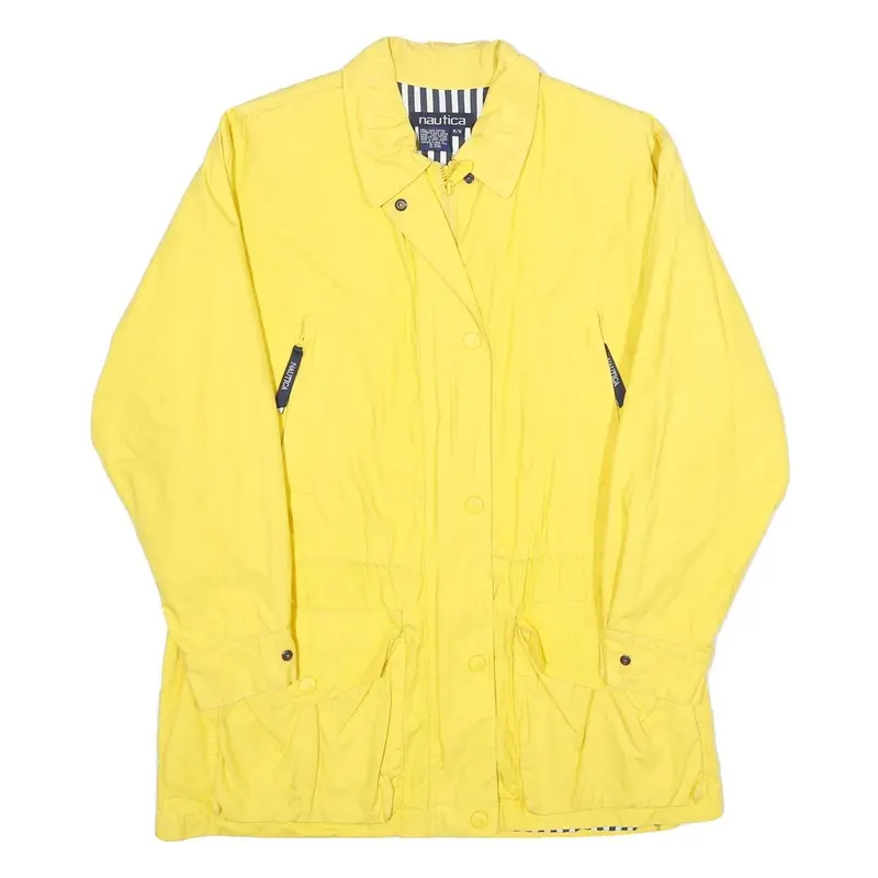 Nautica Womens Yellow Cotton Zip Jacket M Plain Casual Lightweight Outerwear 1