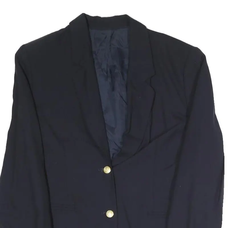 Navy Womens Classic Button Polyester Blend Jacket Uk 8 Tailored Plain Elegant 2