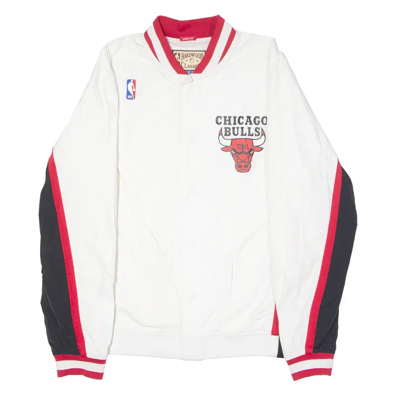 Nba Chicago Bulls Mens Windbreaker Jacket White Nylon Usa Colourblock L 1