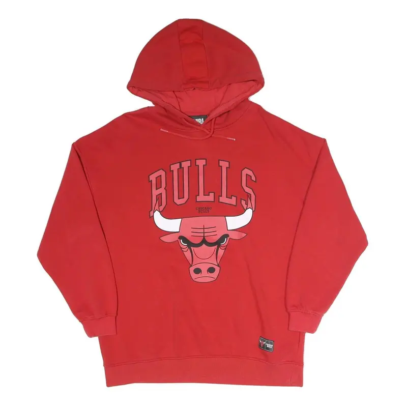 Nba Mens Red Chicago Bulls Pullover Hoodie Xs Cotton Blend Graphic Print 1