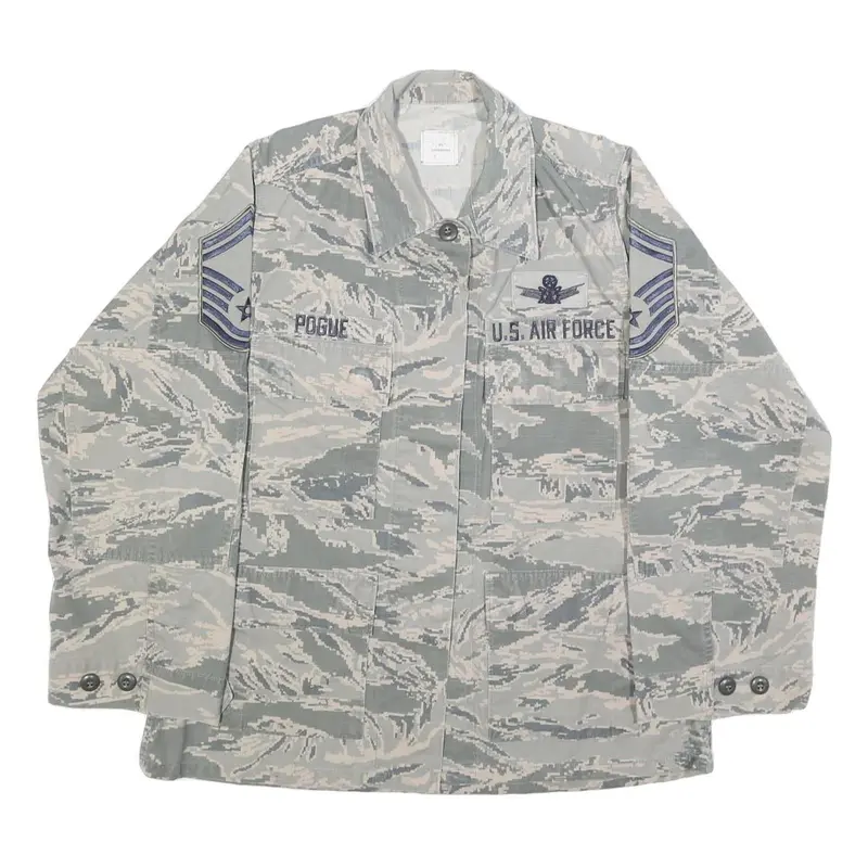Ncr Womens Grey & White Camouflage Military Style Cotton Blend Jacket S Button 1