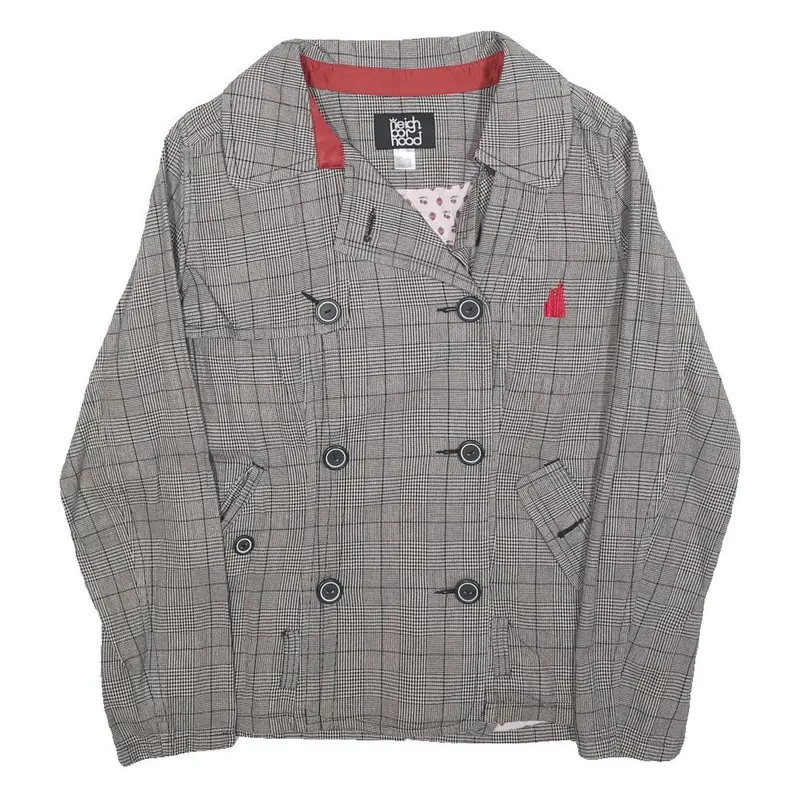 Neighborhood Womens Grey Button Double Breasted Cotton Blend Jacket Uk 14 1