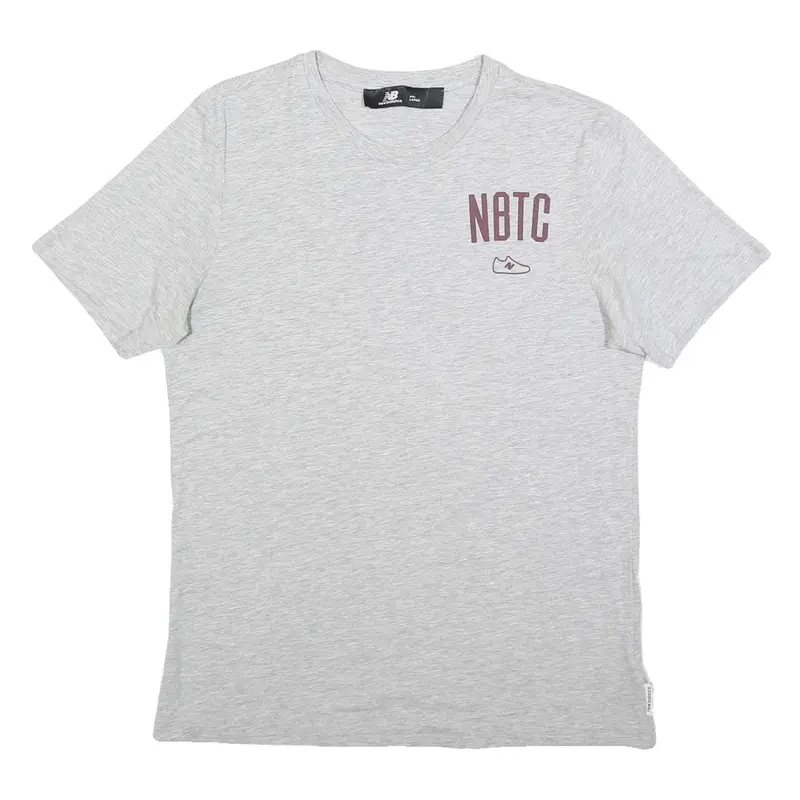 New Balance Mens Grey Nbtc Cotton T-Shirt L Short Sleeve Crew Neck Casual 1