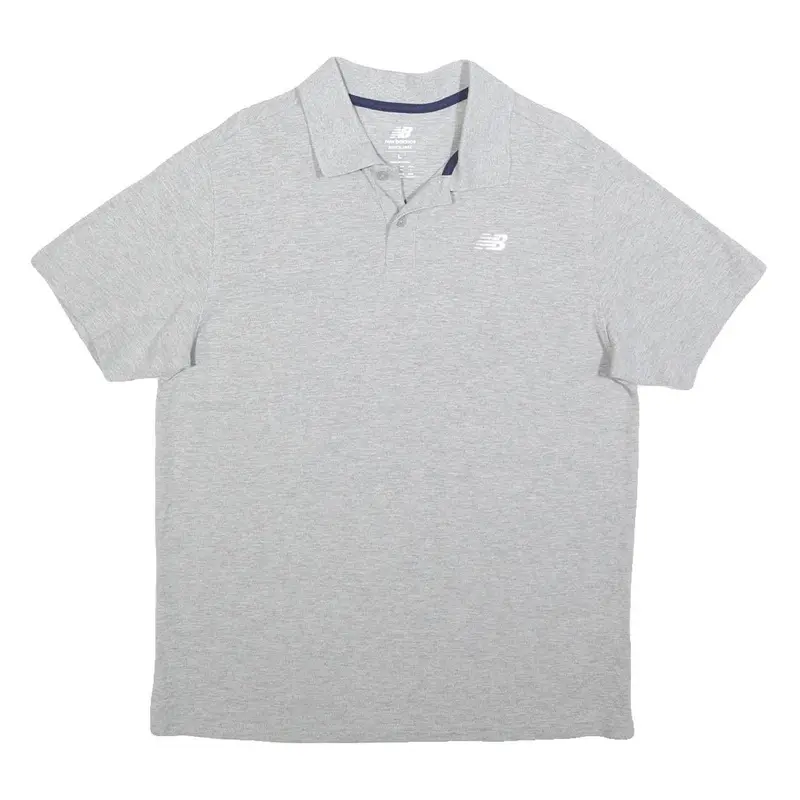 New Balance Mens Grey Short Sleeve Polo Shirt L Cotton Casual Sportswear 1