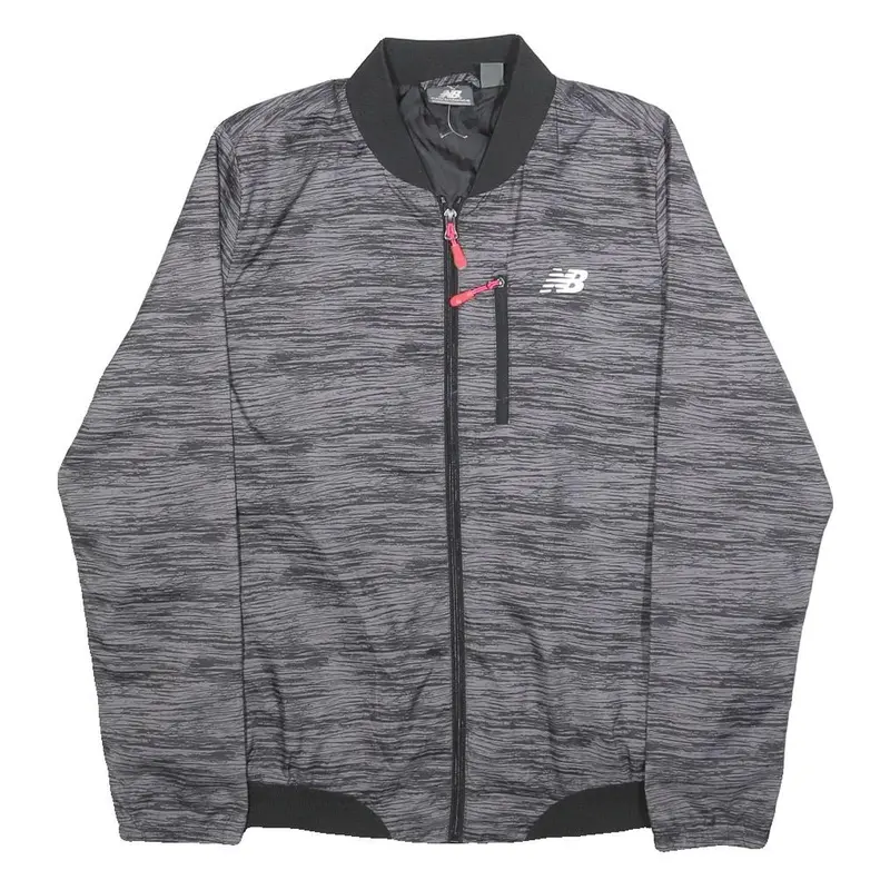 New Balance Womens Grey Lightweight Zip Jacket M Polyester Blend Athletic 1