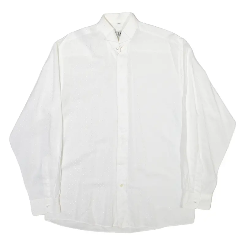New Classic Mens Shirt White Spotted Long Sleeve M 1