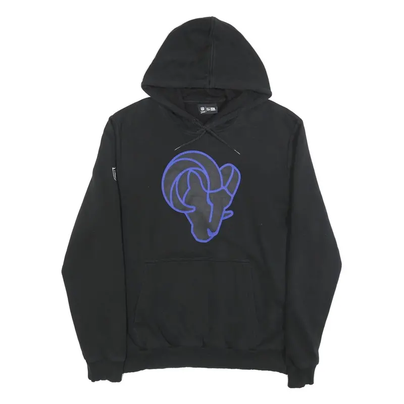 New Era Mens Black Hoodie Xl Cotton Blend Pullover Rams Logo Black 1