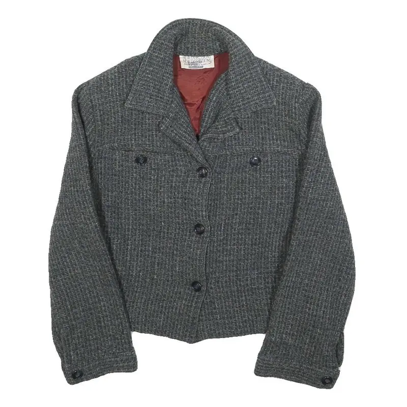 New Expressions Womens Grey Button Jacket S Woven Formal Classic 1