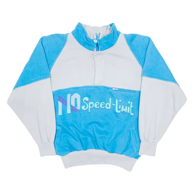 New Faces No Speed-Limit Mens Sweatshirt Blue 1/4 Zip S 1