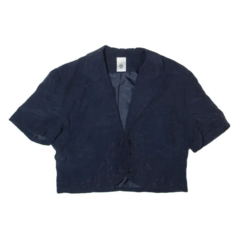 New Fast Cropped Womens Blazer Jacket Blue 90S M 1