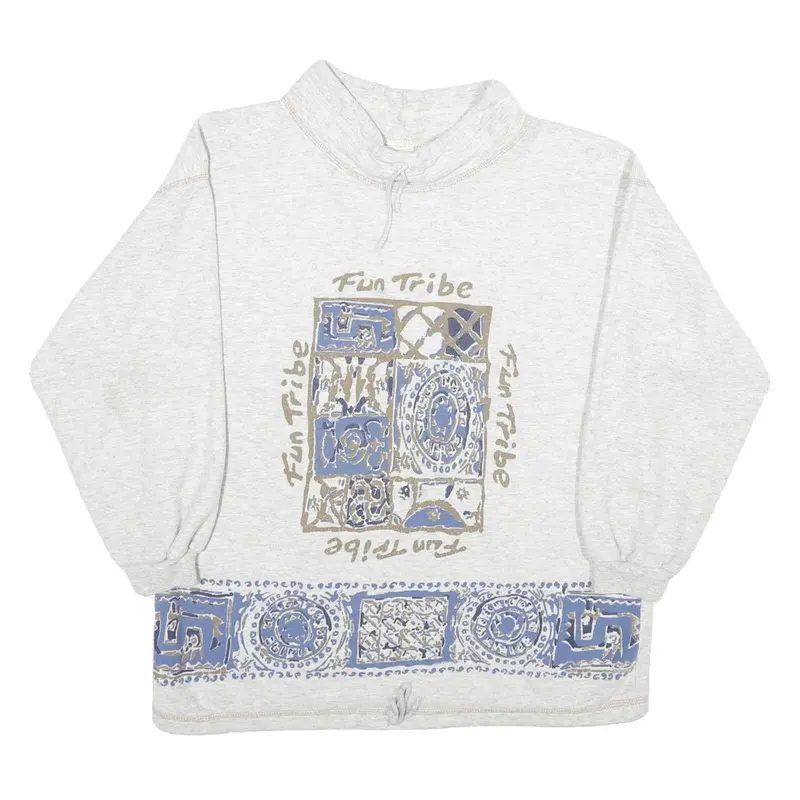New Fast Mens Grey Fun Tribe Crew Neck M Cotton Blend Pullover Sweatshirt 1