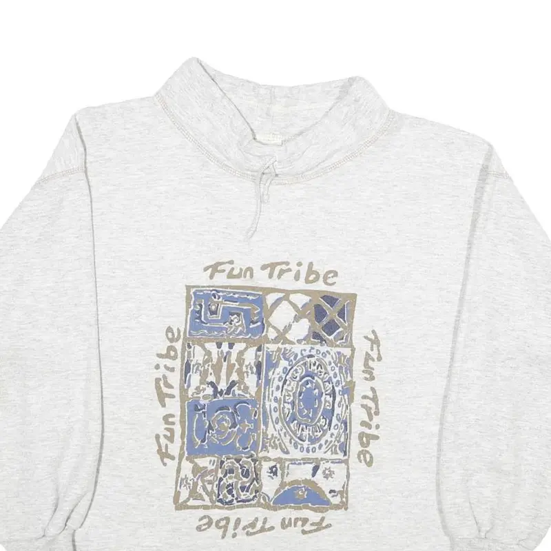 New Fast Mens Grey Fun Tribe Crew Neck M Cotton Blend Pullover Sweatshirt 2
