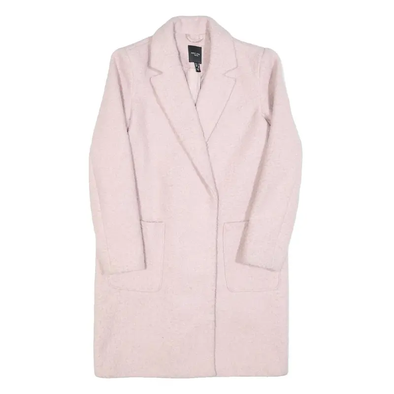 New Look Womens Cream Wool Feel Classic Jacket Uk 6 Polyester Long Sleeve Button 1