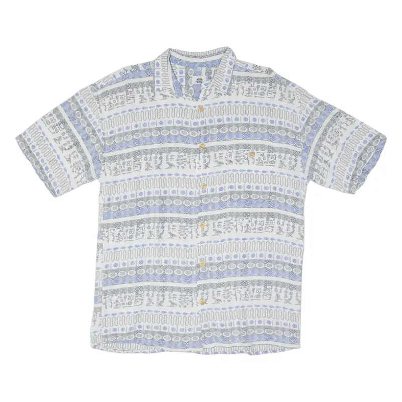 New Tast Mens Shirt White Crazy Pattern L 1