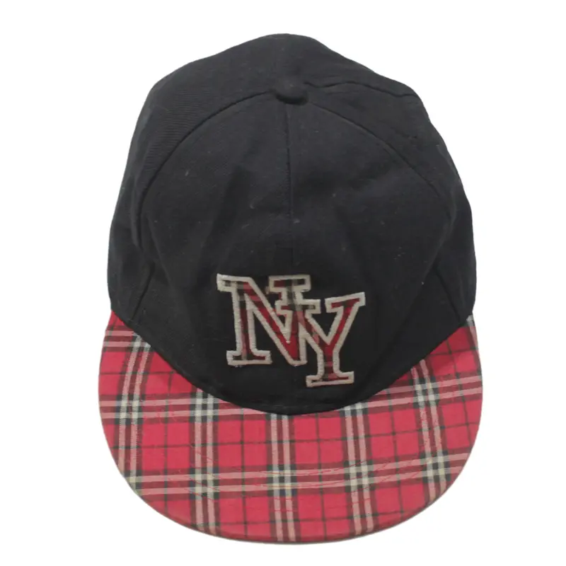 New York Plaid Flat Peak Baseball Cap Black Mens One Size 1
