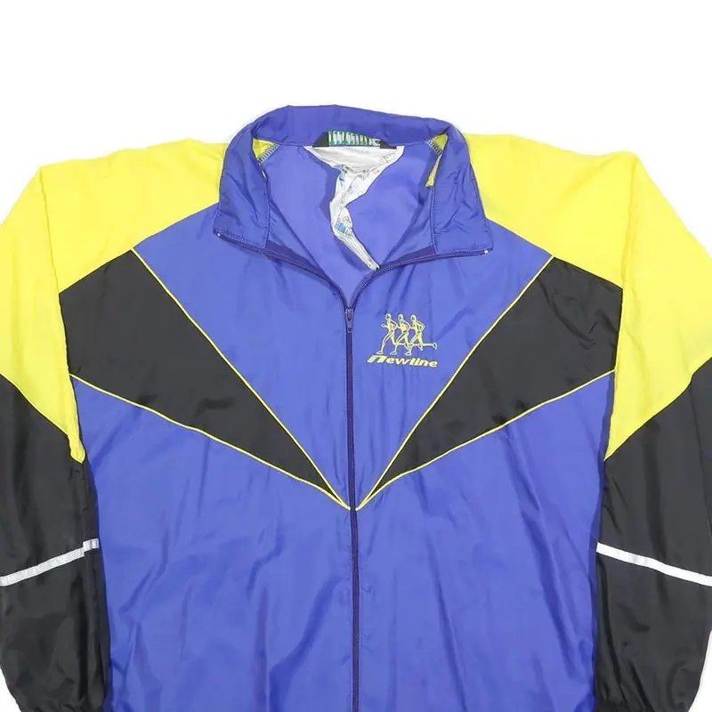 Newline Mens Blue & Yellow Zip Nylon Track Jacket L Lightweight Reflective 2